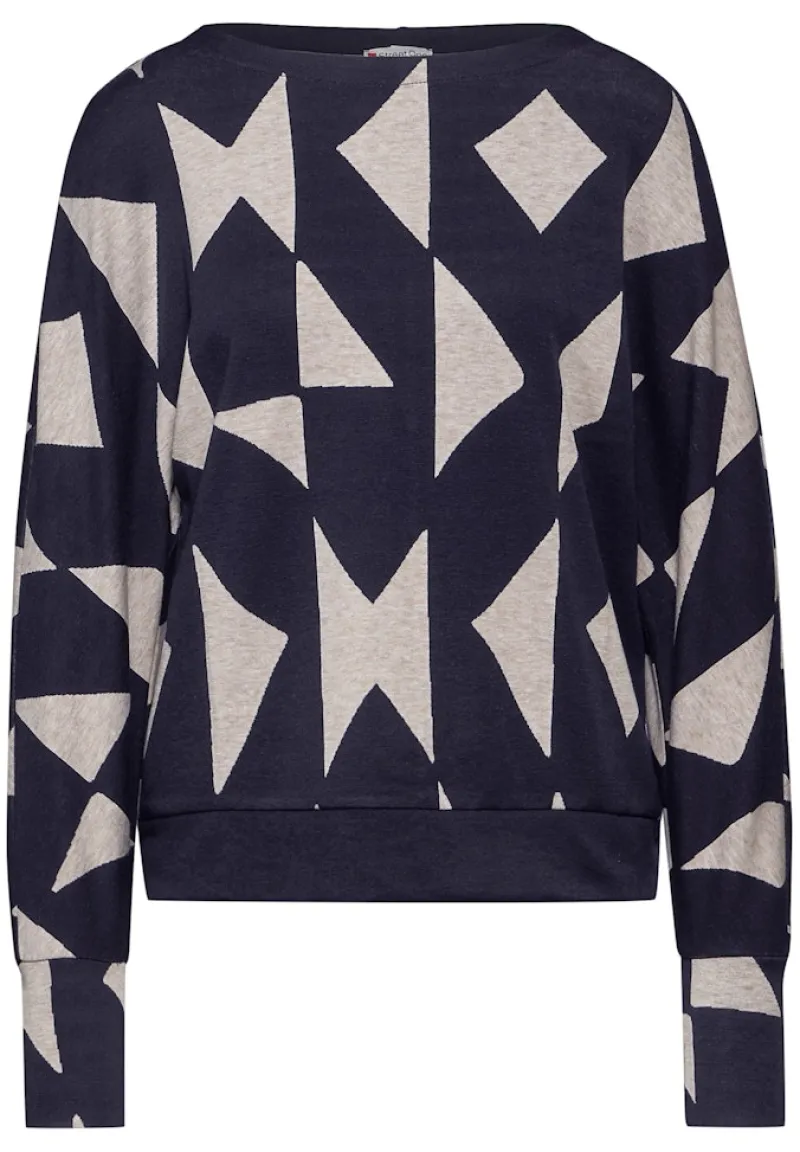 Street One Shirts*Jaquard-Shirt night sky blue