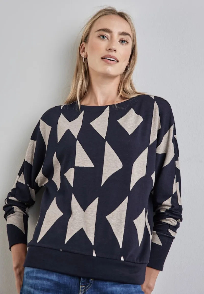 Street One Shirts*Jaquard-Shirt night sky blue