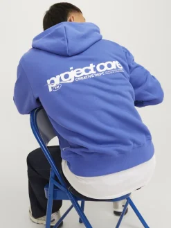 Jack & Jones Pullover & Sweatshirts*JCOUNION PRINT SWEAT HOOD NOOS Beaucoup Blue