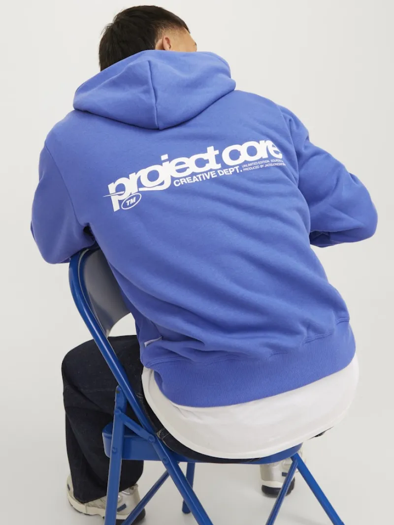 Jack & Jones Pullover & Sweatshirts*JCOUNION PRINT SWEAT HOOD NOOS Beaucoup Blue