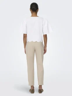 JDY Blusen*ALICE S/S TIE TOP WVN Bright White