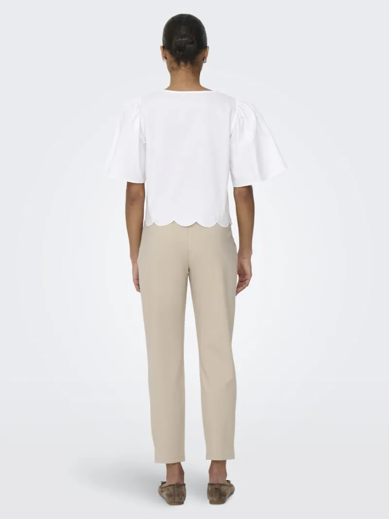 JDY Blusen*ALICE S/S TIE TOP WVN Bright White