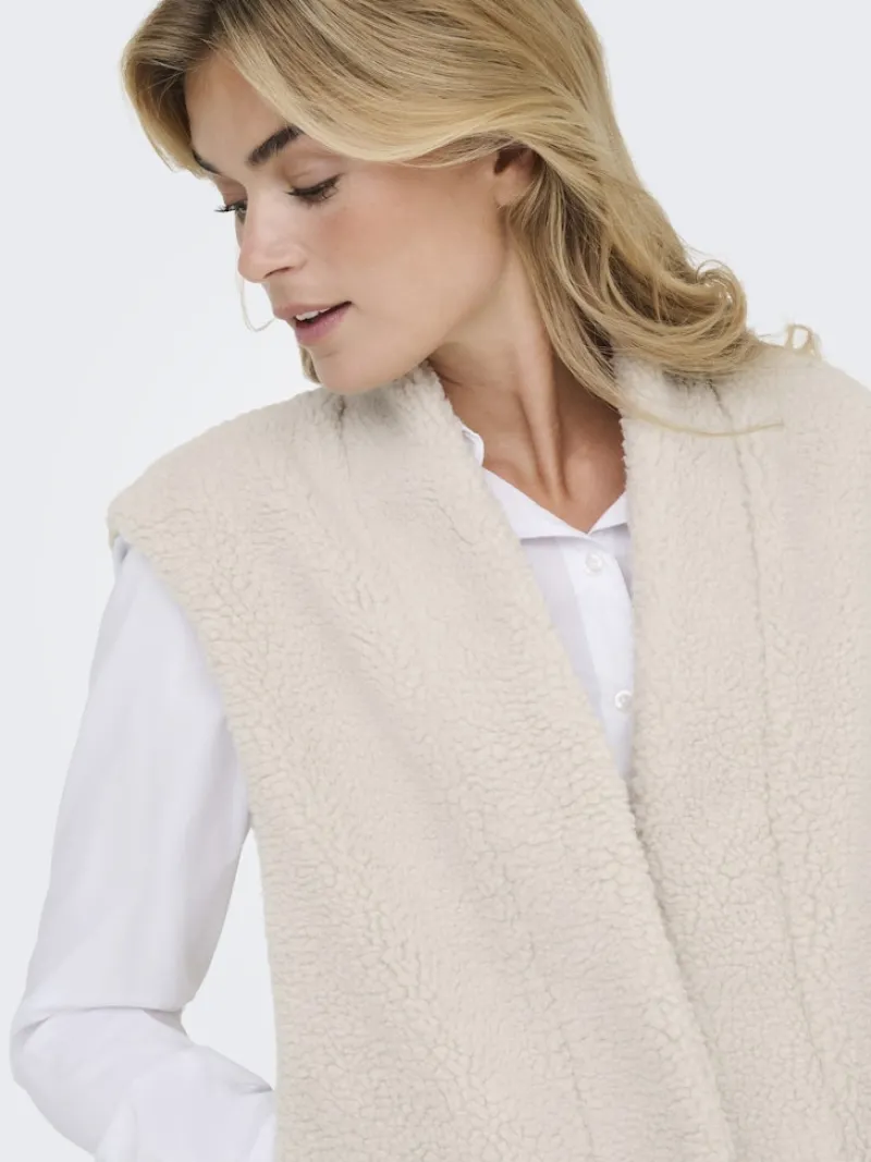 JDY Westen*BIRDY LIFE TEDDY OPEN VEST OTW NOOS pumice stone