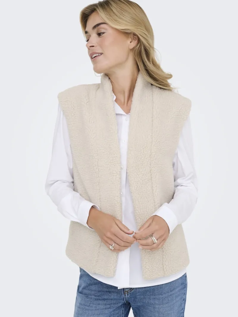 JDY Westen*BIRDY LIFE TEDDY OPEN VEST OTW NOOS pumice stone