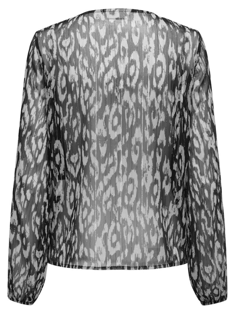 JDY Blusen*CODY L/S V-NECK TOP WVN DIA Black