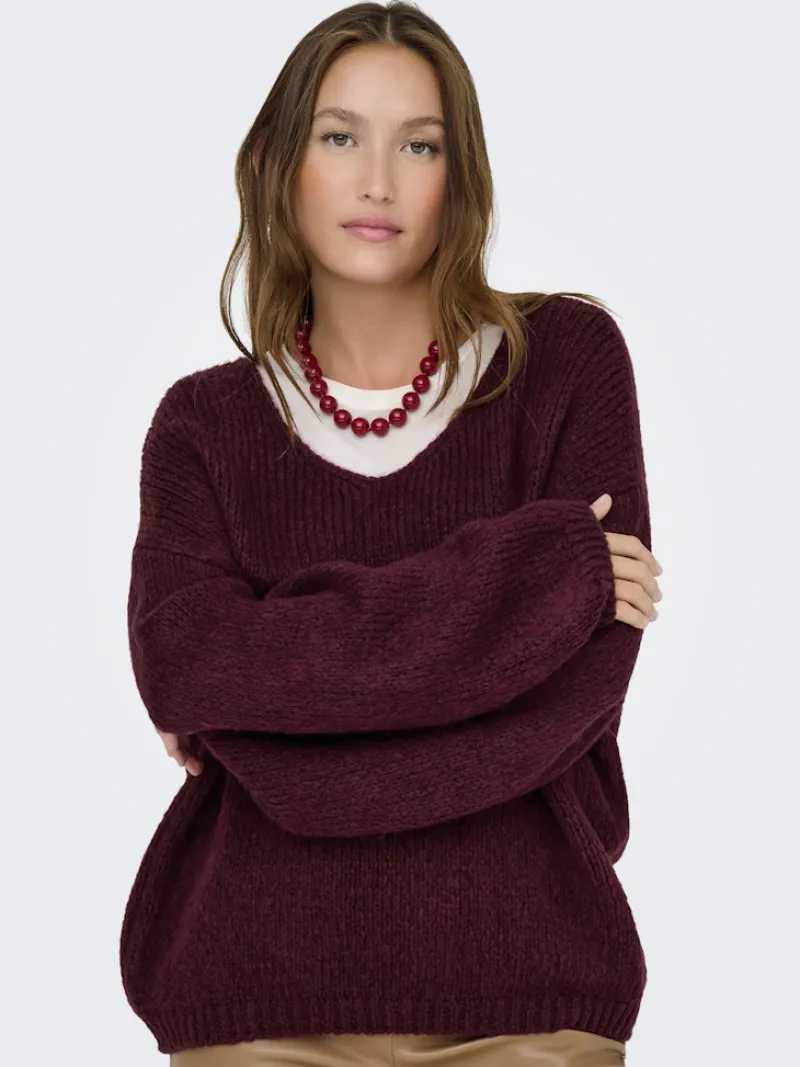 JDY Pullover & Sweatshirts*DINEA L/S REVERSIBLE PULLOV. KNT NOOS cabernet