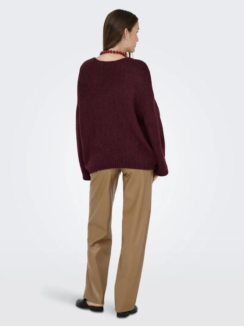 JDY Pullover & Sweatshirts*DINEA L/S REVERSIBLE PULLOV. KNT NOOS cabernet