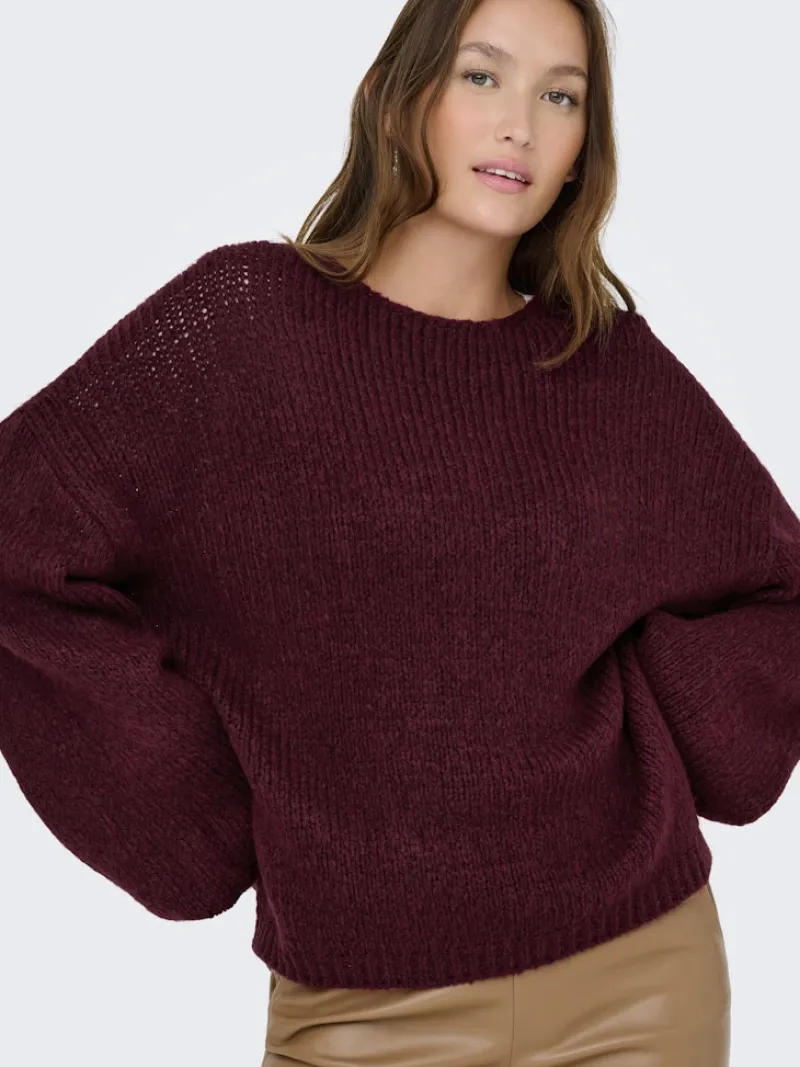 JDY Pullover & Sweatshirts*DINEA L/S REVERSIBLE PULLOV. KNT NOOS cabernet