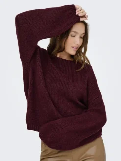 JDY Pullover & Sweatshirts*DINEA L/S REVERSIBLE PULLOV. KNT NOOS cabernet