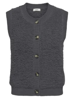 JDY Pullover & Sweatshirts*EIRA LIFE S/L ON BUTTON VEST KNT NOOS Asphalt