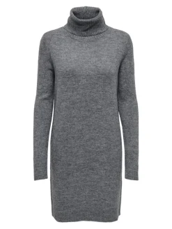 JDY Kleider*ELANORA L/S COWLNECK DRESS KNT NOOS Dark Grey Melange