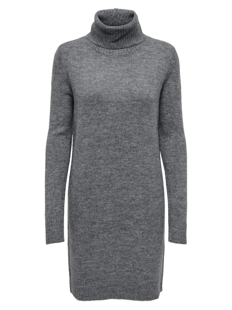 JDY Kleider*ELANORA L/S COWLNECK DRESS KNT NOOS Dark Grey Melange