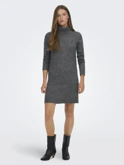 JDY Kleider*ELANORA L/S COWLNECK DRESS KNT NOOS Dark Grey Melange