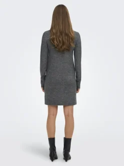 JDY Kleider*ELANORA L/S COWLNECK DRESS KNT NOOS Dark Grey Melange