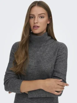 JDY Kleider*ELANORA L/S COWLNECK DRESS KNT NOOS Dark Grey Melange