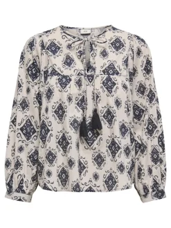 JDY Blusen*ELO L/S TASSEL TOP WVN EXP Black