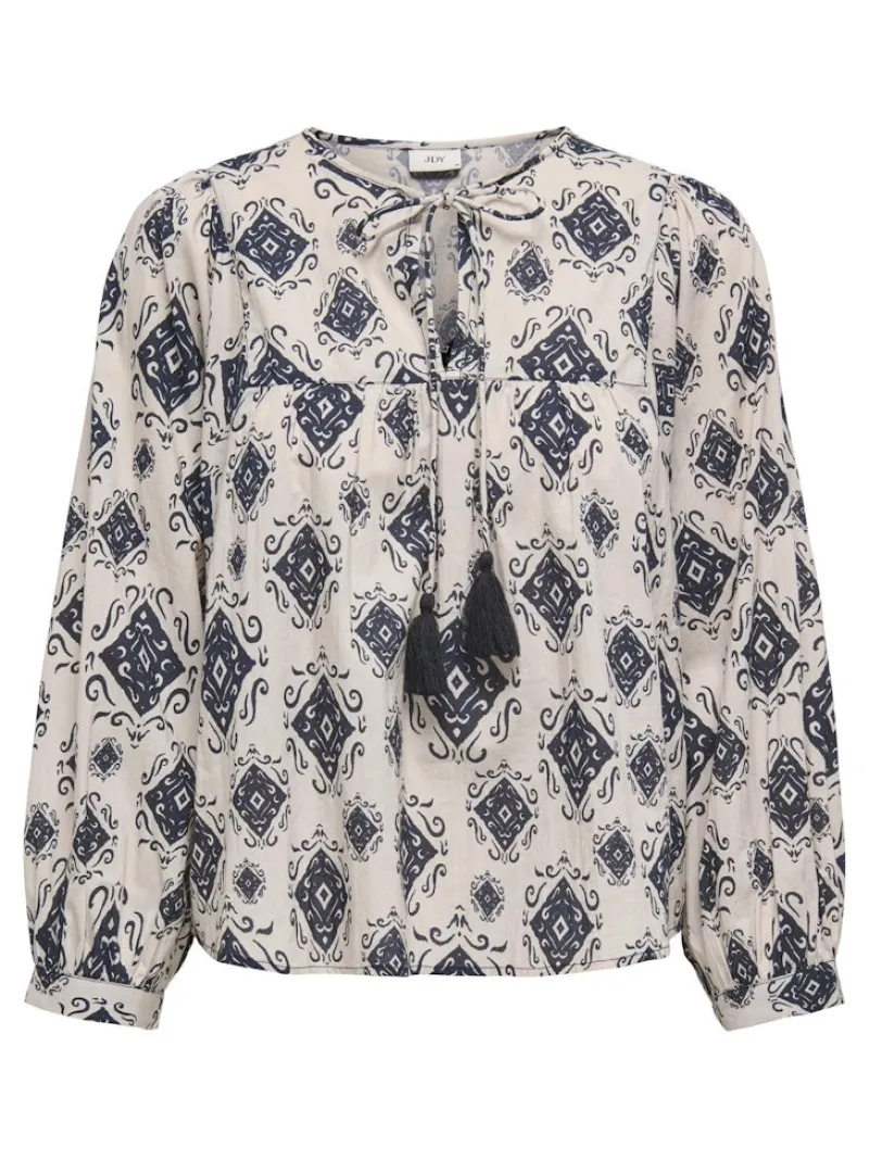 JDY Blusen*ELO L/S TASSEL TOP WVN EXP Black