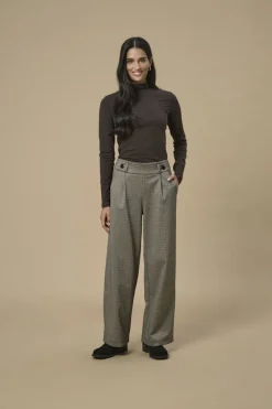 JDY Hosen*GEGGO MIA LONG CHECK PANT JRS NOOS cobblestone1