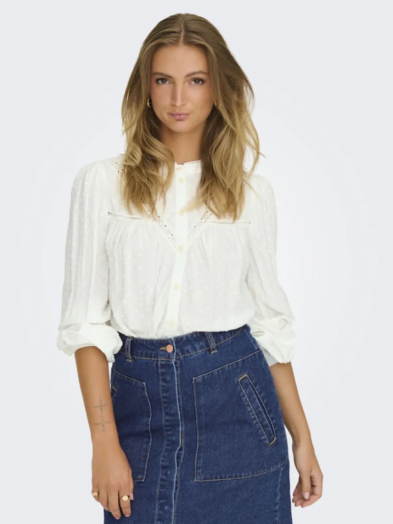 JDY Blusen*JADE LIFE L/S DOBBY LACE SHIRT WVN Cloud Dancer