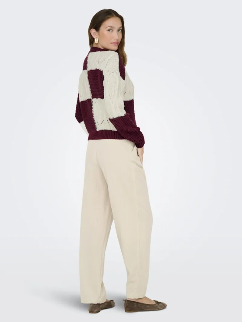 JDY Pullover & Sweatshirts*JUSTY L/S MIX STRUC PULLOVER KNT NOOS cabernet