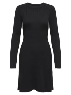 JDY Kleider*KATE L/S O-NECK DRESS KNT Black