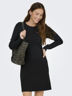 JDY Kleider*KATE L/S O-NECK DRESS KNT Black