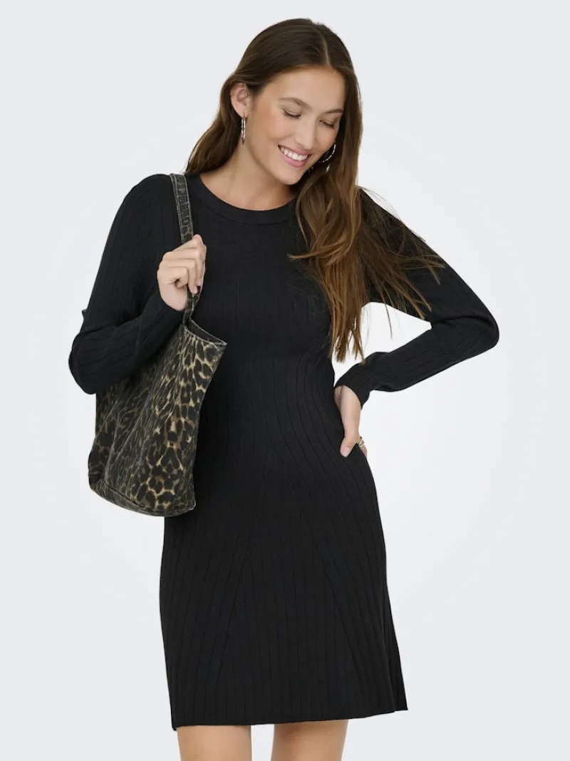 JDY Kleider*KATE L/S O-NECK DRESS KNT Black