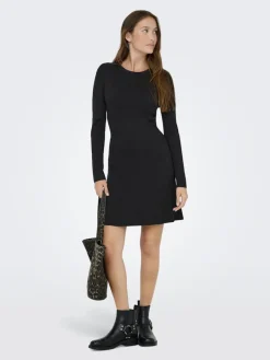 JDY Kleider*KATE L/S O-NECK DRESS KNT Black