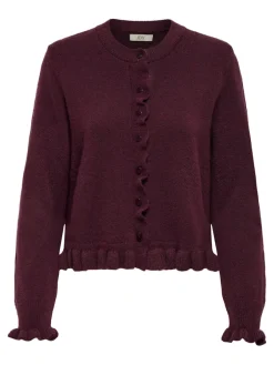 JDY Pullover & Sweatshirts*LETTY L/S ON FRILL CARDIGAN KNT NOOS maroon banner