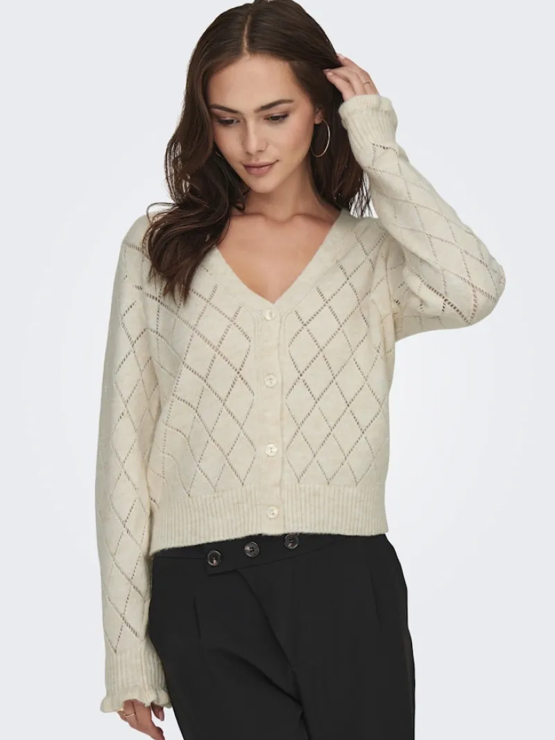 JDY Pullover & Sweatshirts*LETTY L/S V-NECK STRUC CARDI KNT NOOS Whitecap Gray