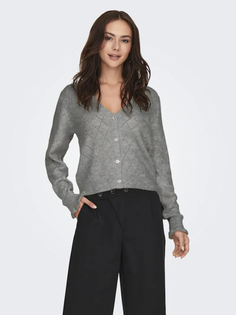 JDY Pullover & Sweatshirts*LETTY L/S V-NECK STRUC CARDI KNT NOOS Light Grey Melange