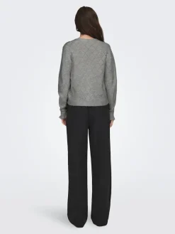 JDY Pullover & Sweatshirts*LETTY L/S V-NECK STRUC CARDI KNT NOOS Light Grey Melange