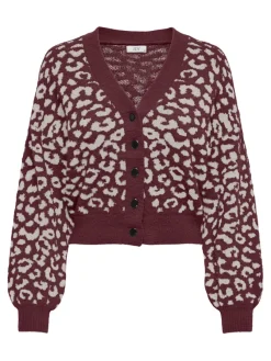 JDY Pullover & Sweatshirts*LORRAINE ANIMAL SHORT CARDIGAN KNT cabernet