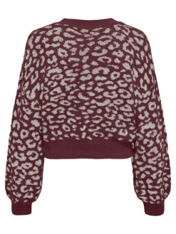 JDY Pullover & Sweatshirts*LORRAINE ANIMAL SHORT CARDIGAN KNT cabernet