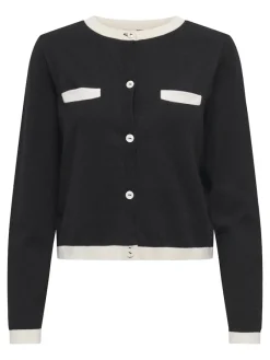 JDY Pullover & Sweatshirts*PIPER L/S SHORT CONTRAST CARDI KNT Black