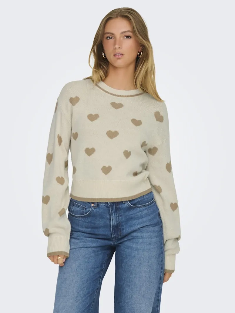 JDY Pullover & Sweatshirts*ROMANCE L/S JACQ. PULLOVER KNT NOOS birch