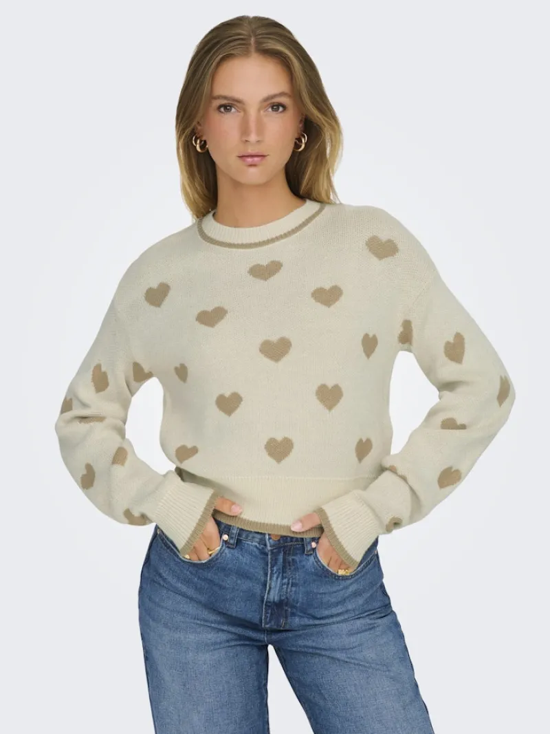 JDY Pullover & Sweatshirts*ROMANCE L/S JACQ. PULLOVER KNT NOOS birch