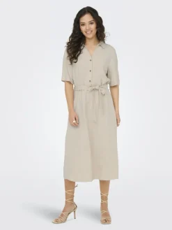 JDY Kleider*SAY 2/4 MIDI SHIRT DRESS WVN NOOS oatmeal