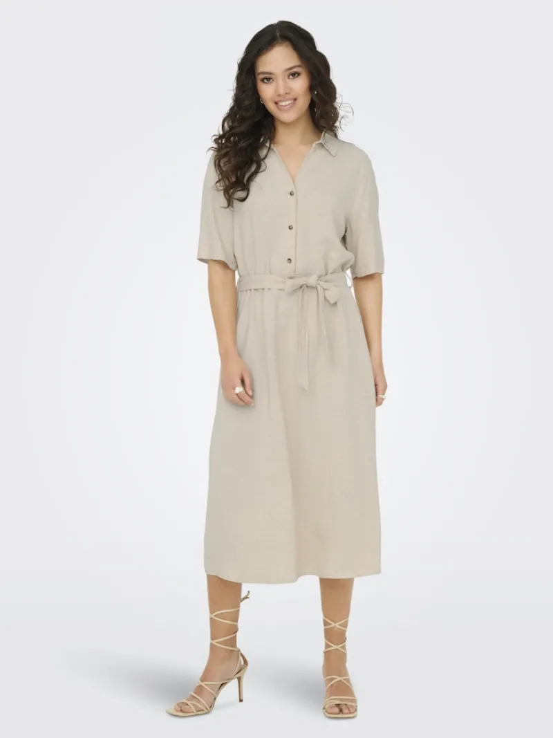 JDY Kleider*SAY 2/4 MIDI SHIRT DRESS WVN NOOS oatmeal