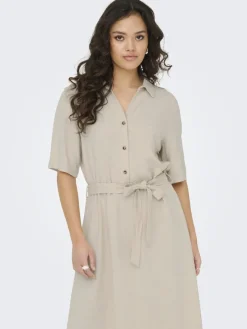 JDY Kleider*SAY 2/4 MIDI SHIRT DRESS WVN NOOS oatmeal