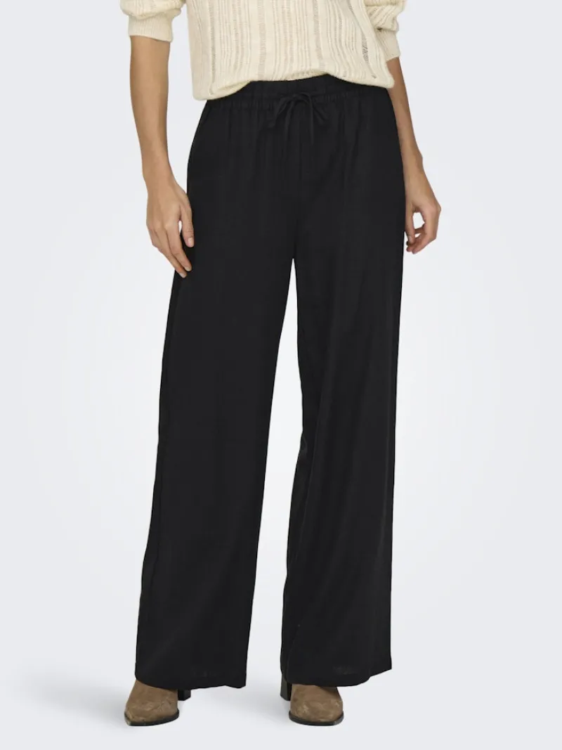JDY Hosen*SAY HW LINEN WIDE PANT WVN NOOS Black