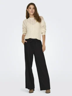JDY Hosen*SAY HW LINEN WIDE PANT WVN NOOS Black