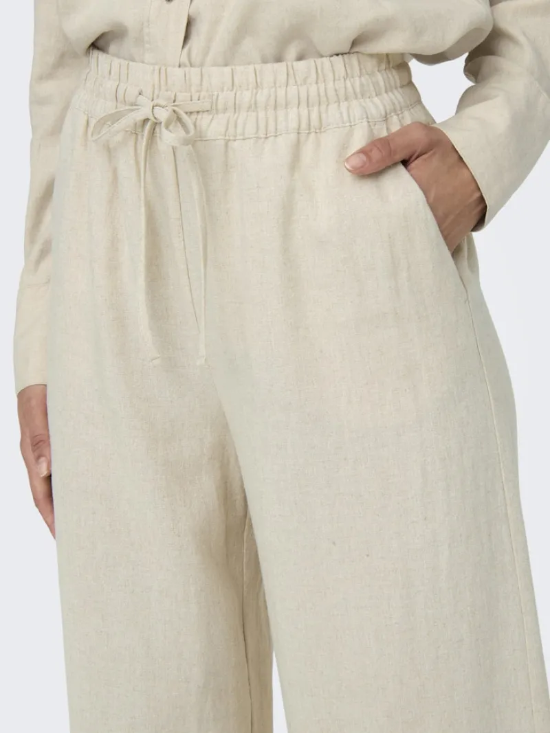 JDY Hosen*SAY HW LINEN WIDE PANT WVN NOOS oatmeal