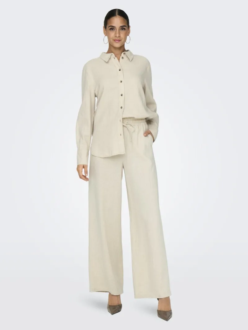 JDY Hosen*SAY HW LINEN WIDE PANT WVN NOOS oatmeal