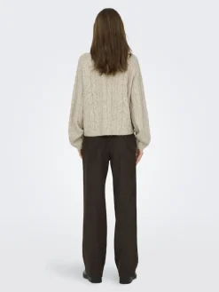 JDY Pullover & Sweatshirts*SILJA L/S HN CABLE PULLOVER KNT oatmeal