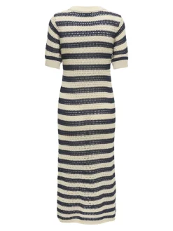 JDY Kleider*TIKKA IVY 2/4 O-NECK STRIPE DRESS KNT sandshell2