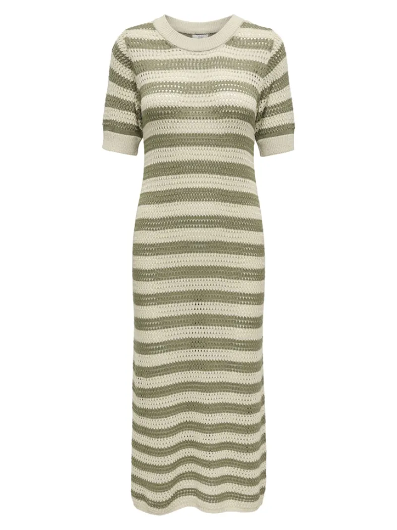 JDY Kleider*TIKKA IVY 2/4 O-NECK STRIPE DRESS KNT sandshell1