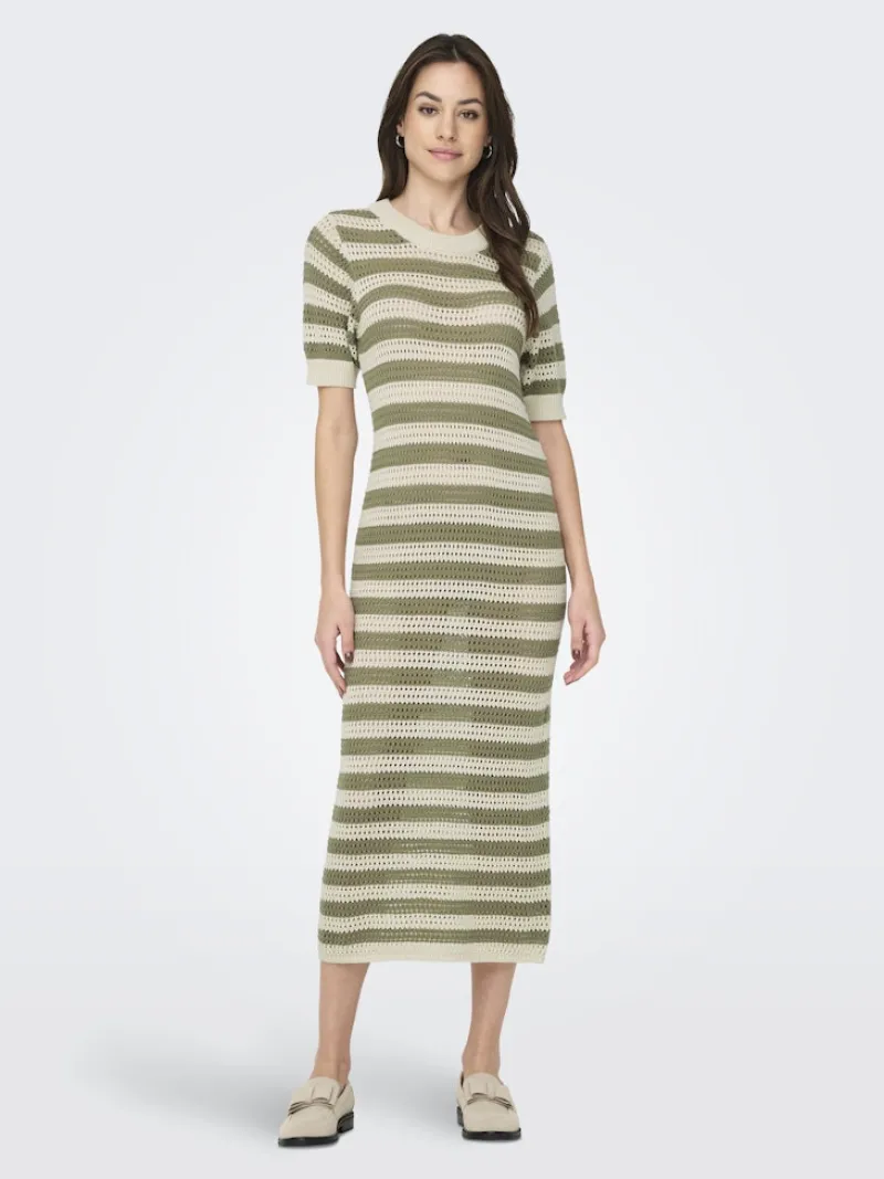 JDY Kleider*TIKKA IVY 2/4 O-NECK STRIPE DRESS KNT sandshell1