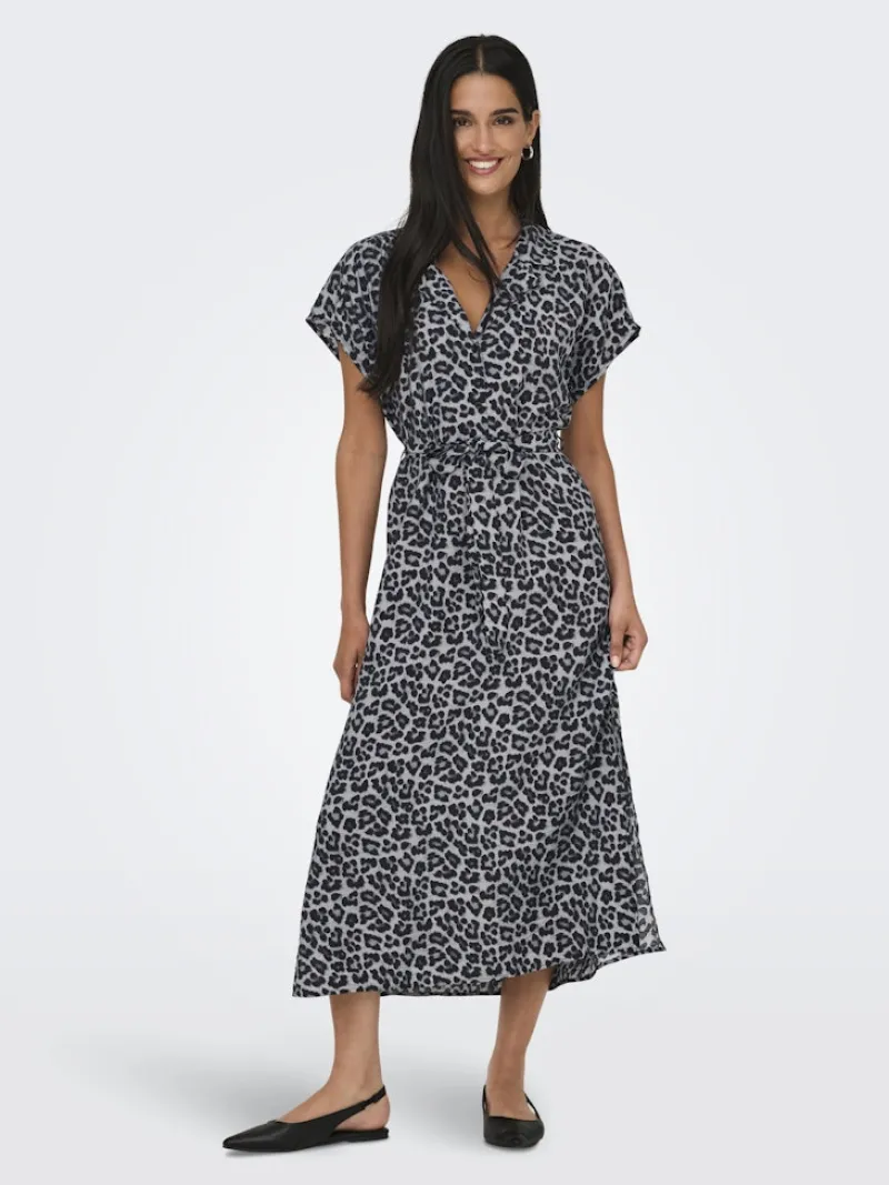 JDY Kleider*TROYA LIFE S/L MIDI DRESS WVN DIA monument