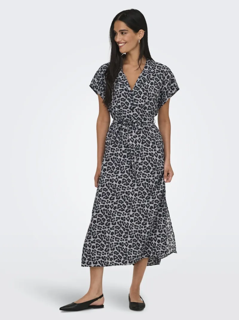 JDY Kleider*TROYA LIFE S/L MIDI DRESS WVN DIA monument